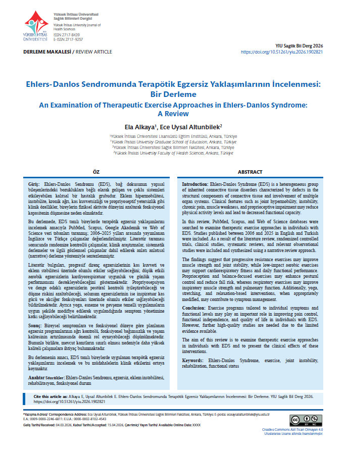 Ehlers-Danlos Sendromunda Terapötik Egzersiz Yaklaşımlarının İncelenmesi: Bir Derleme